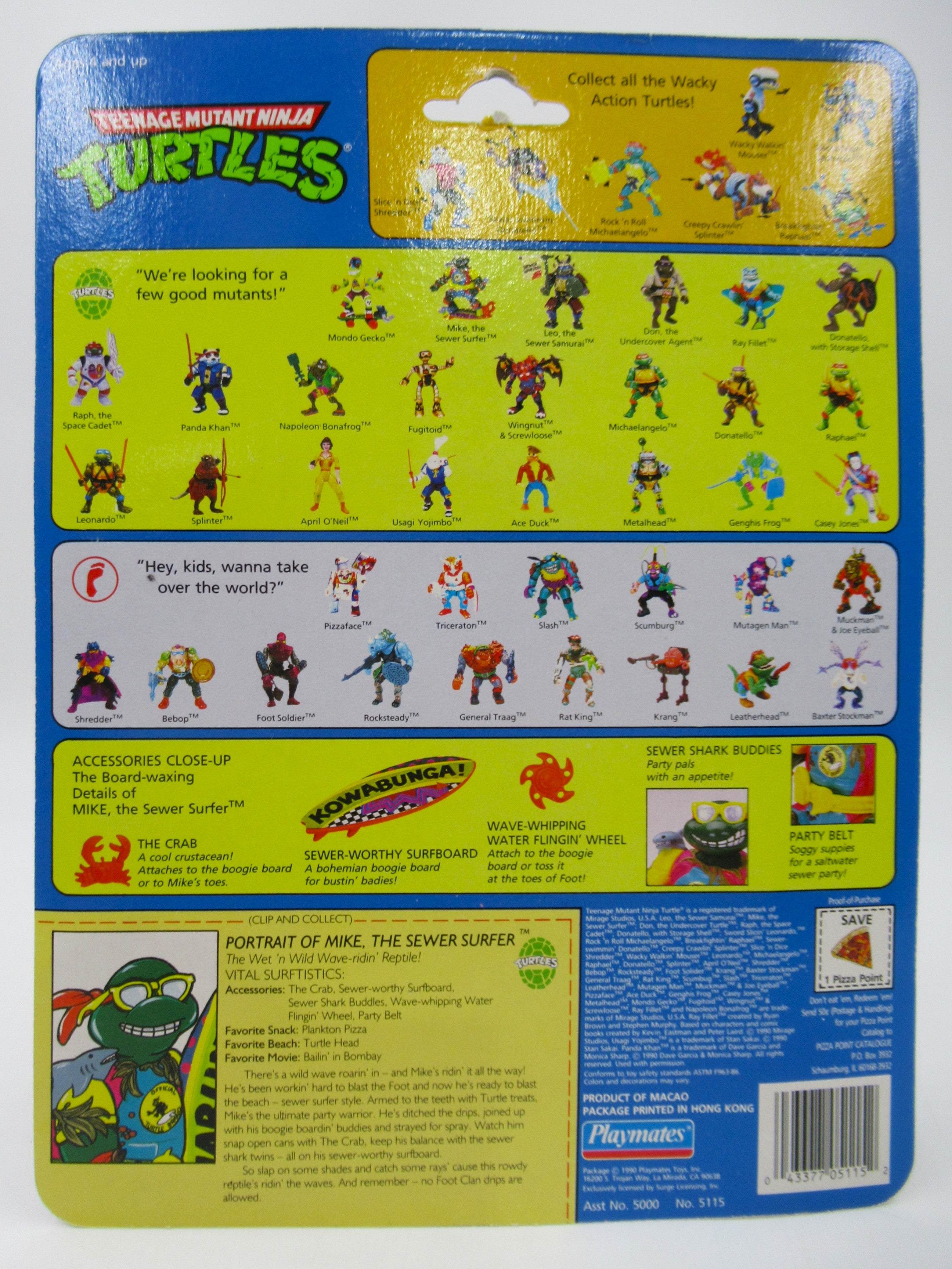 Teenage Mutant Ninja Turtles Mike, the Sewer Surfer 4.5" Figure TMNTs - Playmates (1990)